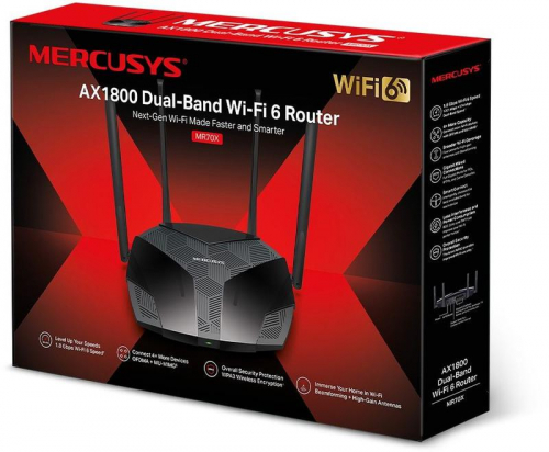 Роутер беспроводной MR70X AX1800 10/100/1000BASE-TX черн. MERCUSYS 1511785 фото 3