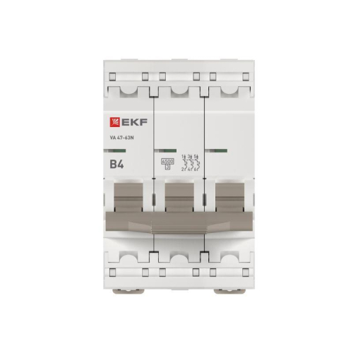 Выключатель автоматический 3п B 4А 4.5кА ВА 47-63N PROxima EKF M634304B фото 4