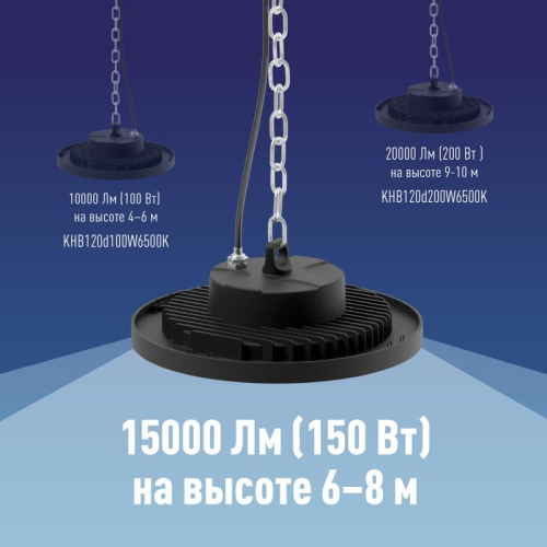 Светильник светодиодный UFO HIgh Bay 150Вт 6500К 174-265В для высоких пролетов КОСМОС KHB120d150W6500K фото 9