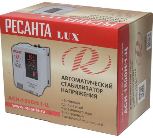 Стабилизатор напряжения АСН-1500Н/1-Ц Lux 1ф 1.5кВт настен. IP20 Ресанта 63/6/20 фото 2