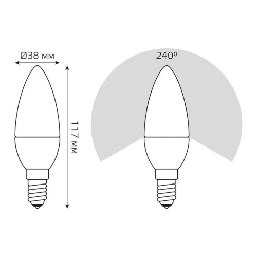 Лампа светодиодная Black 7Вт свеча 3000К тепл. бел. E14 560лм диммир. GAUSS 103101107-D фото 6