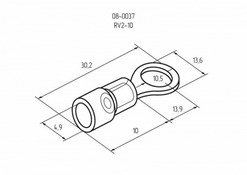 Наконечник кольцевой изолированный (НКИ d10.5мм) 1.5-2.5кв.мм (VR2-10) REXANT 08-0037 фото 2