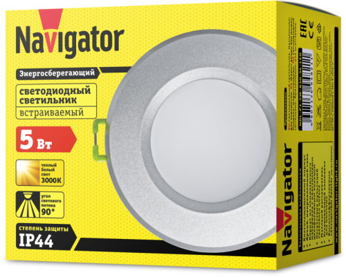 Светильник светодиодный 94 821 NDL-P1-5W-830-SL-LED 5Вт 3000К IP44 Navigator 94821 фото 2