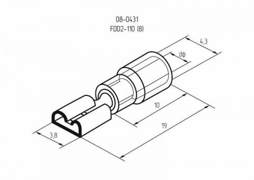 Клемма плоская изол. (гнездо) (VF 2-110(8)) REXANT 08-0431 фото 3