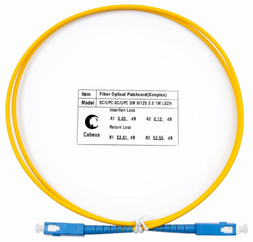 Шнур оптический FOP(s)-9-SC-SC-1m simplex SC-SC 9/125 sm 1м LSZH Cabeus 7385c