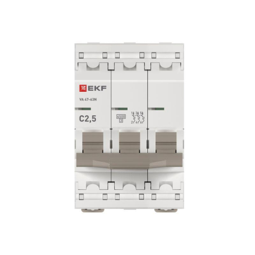 Выключатель автоматический 3п C 2.5А 4.5кА ВА 47-63N PROxima EKF M63432T5C фото 4