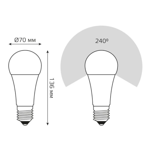 Лампа светодиодная Elementary 25Вт A70 грушевидная 4100К нейтр. бел. E27 2100лм GAUSS 73225 фото 5