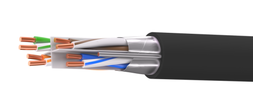 Кабель витая пара кат.6A экранированный F/UTP 4 пары нг(А)-HF для внеш./внутр. прокладки катушка 305м черн. DKC RN6FUK01UBK