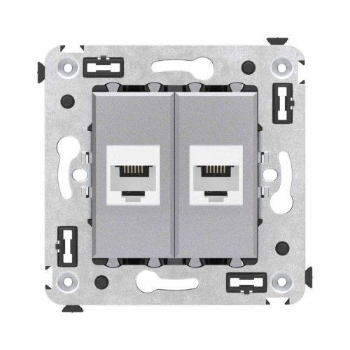 Розетка телефонная 2-м СП Avanti "Закаленная сталь" RJ12 без шторок механизм DKC 4404614