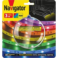 Лента светодиодная 95 143 NLS-SET-01 RGB 3м 30шт/м адаптер 1м IP20 Navigator 95143