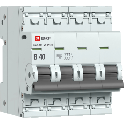 Выключатель автоматический модульный 4п B 40А 6кА ВА 47-63N PROxima EKF M636440B
