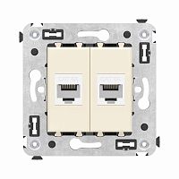 Розетка компьютерная 2-м СП Avanti "Ванильная дымка" RJ45 кат.6A без шторок механизм DKC 4405674