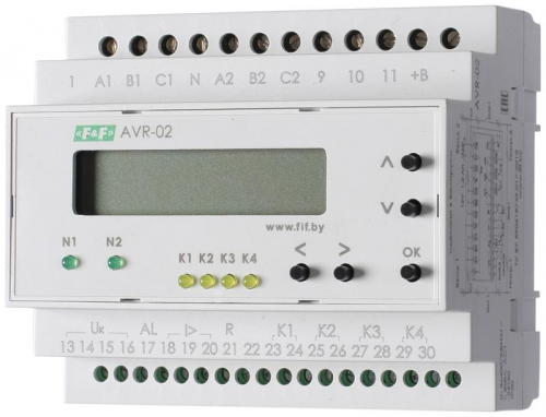 Устройство управления резервным питанием AVR-02 (3х400В+N; 5 перекл. х8А; IP20) F&F EA04.006.004