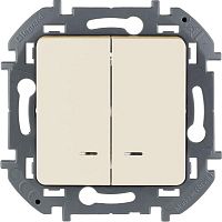Выключатель 2-кл. Inspiria 10А IP20 250В 10AX с подсветкой/индикацией механизм сл. кость Leg 673631