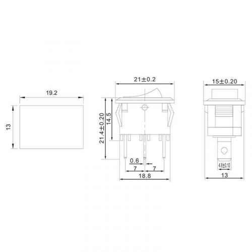 Выключатель клавишный 250В 6А (3с) ON-ON черн. Mini (RWB-202; SC-768) Rexant 36-2130 фото 2