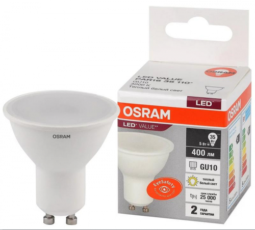 Лампа светодиодная LED Value LVPAR1635 5SW/830 5Вт GU10 230В 10х1 RU OSRAM 4058075581333 фото 2