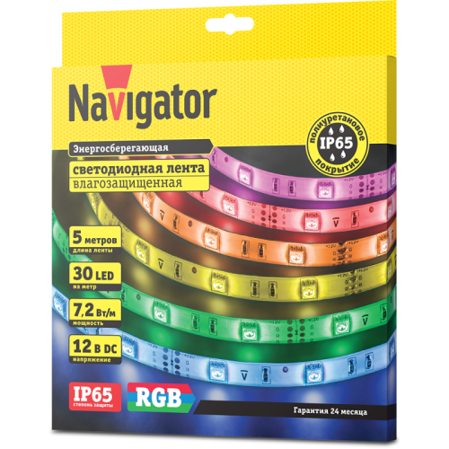 Лента светодиодная 71 428 NLS-5050RGB30-7.2 IP65 12B R5 7.2Вт/м (уп.5м) Navigator 71428 фото 2