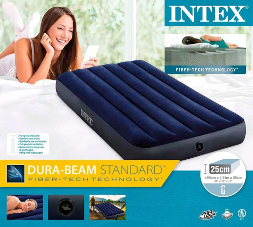 Кровать надувная Twin Classic Downy Bed 99х191х25см FB (64757) INTEX 6941057412443 фото 5