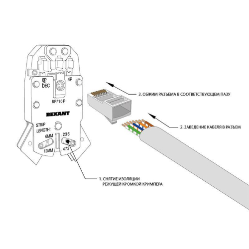 Джек компьютерный RJ45 (8P8C) кат.5E с экраном (уп.100шт) Rexant 05-1023 фото 2