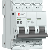 Выключатель автоматический модульный 3п D 25А 6кА ВА 47-63N PROxima EKF M636325D