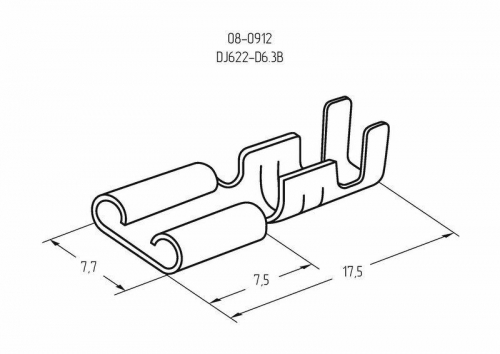 Клемма плоская (гнездо-7.7мм) 1-1.5кв.мм (DJ622-D6.3B) Rexant 08-0912 фото 3
